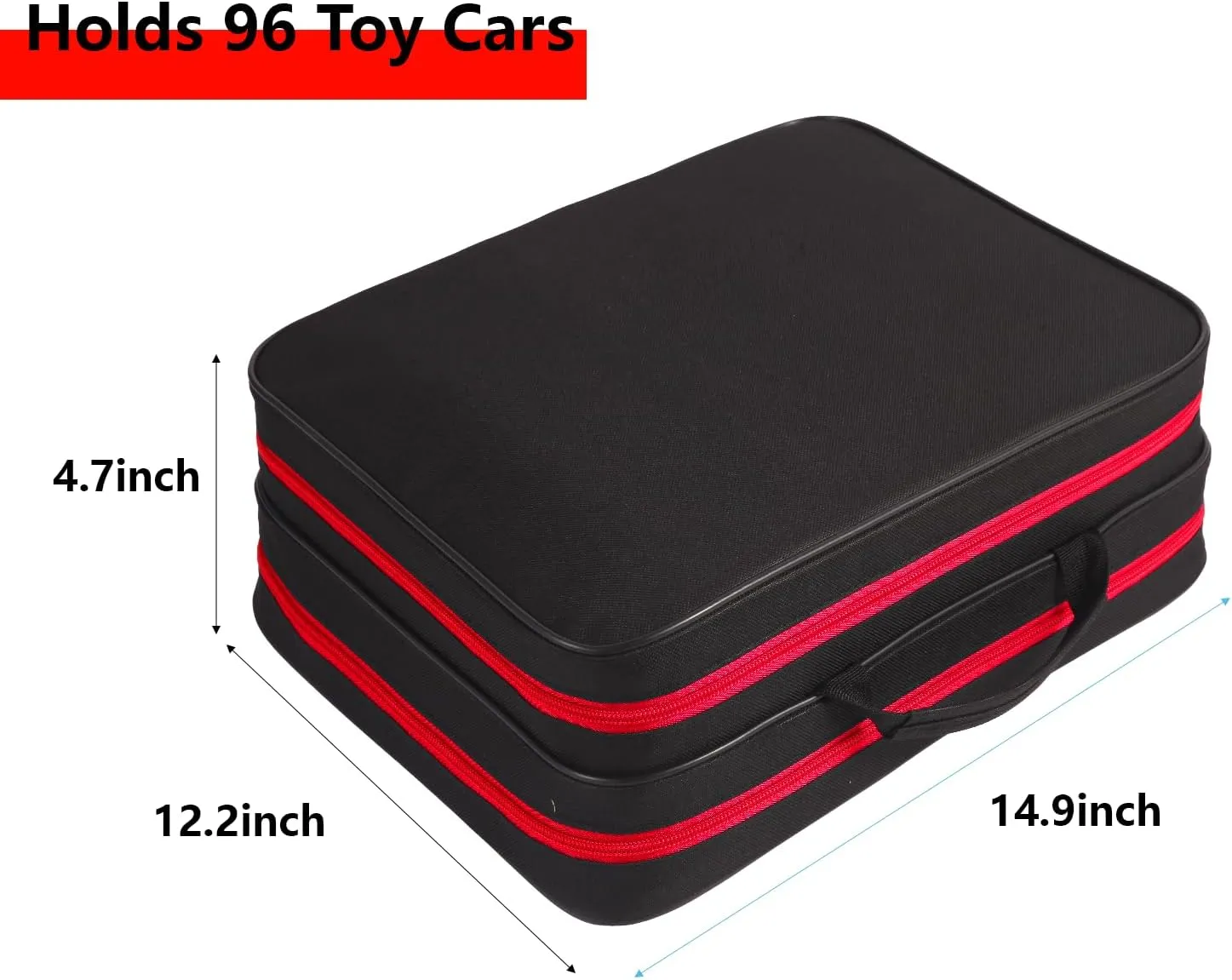 96 Toy Cars Storage Case Compatible with Hot Wheels, Toy Cars Organizer Storage Carrying Case for Matchbox Cars, Small Dolls, Mini Toys（Black,Red)