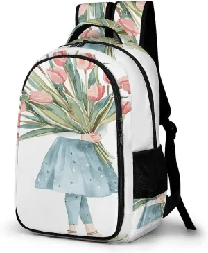 A Big Bouquet of Tulips Travel Backpack Adjustable Computer Bag Casual Travel Daypack Satchel Backpack Unisex