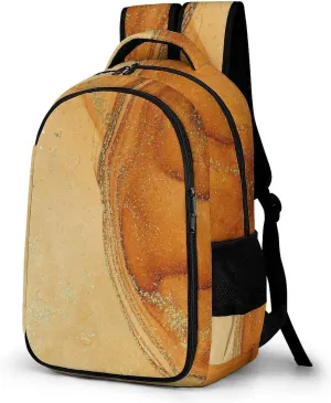 Abstract Shiny Fluid Laptop Backpack Golden Streaks Travel Bags Daypack Durable Work Camping Hiking Back Packs for Women Men