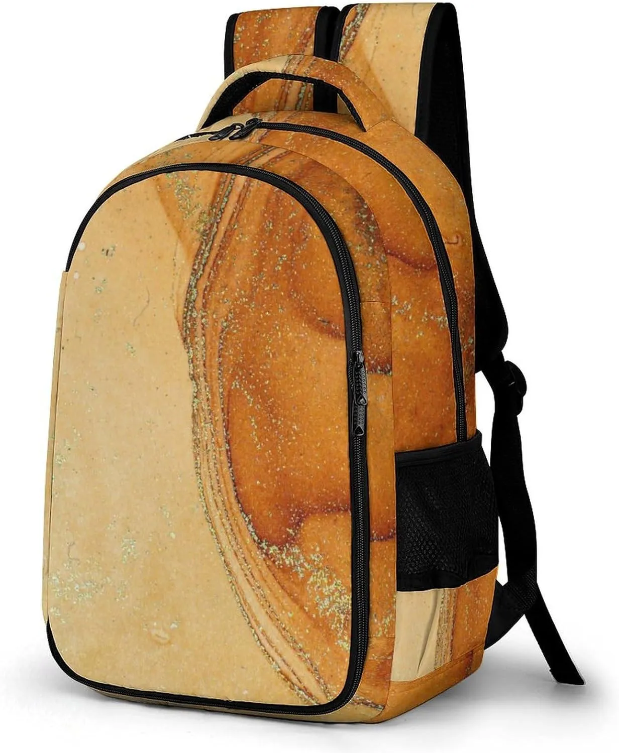 Abstract Shiny Fluid Laptop Backpack Golden Streaks Travel Bags Daypack Durable Work Camping Hiking Back Packs for Women Men