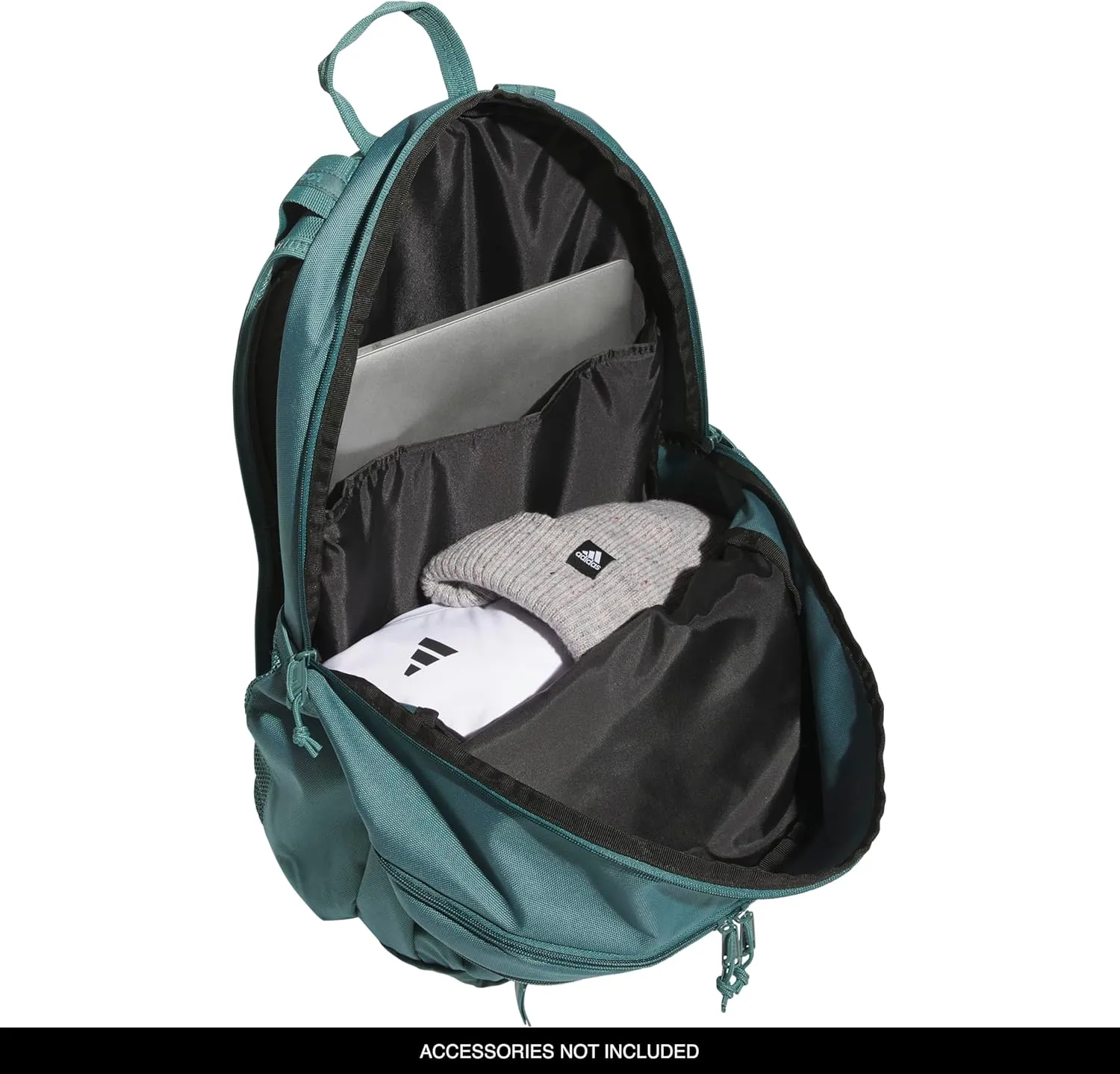 adidas Prime Backpack for Work, Travel Bag for Women and Men with Padded Compartment for Laptop, Preloved Teal Green/Black, One Size