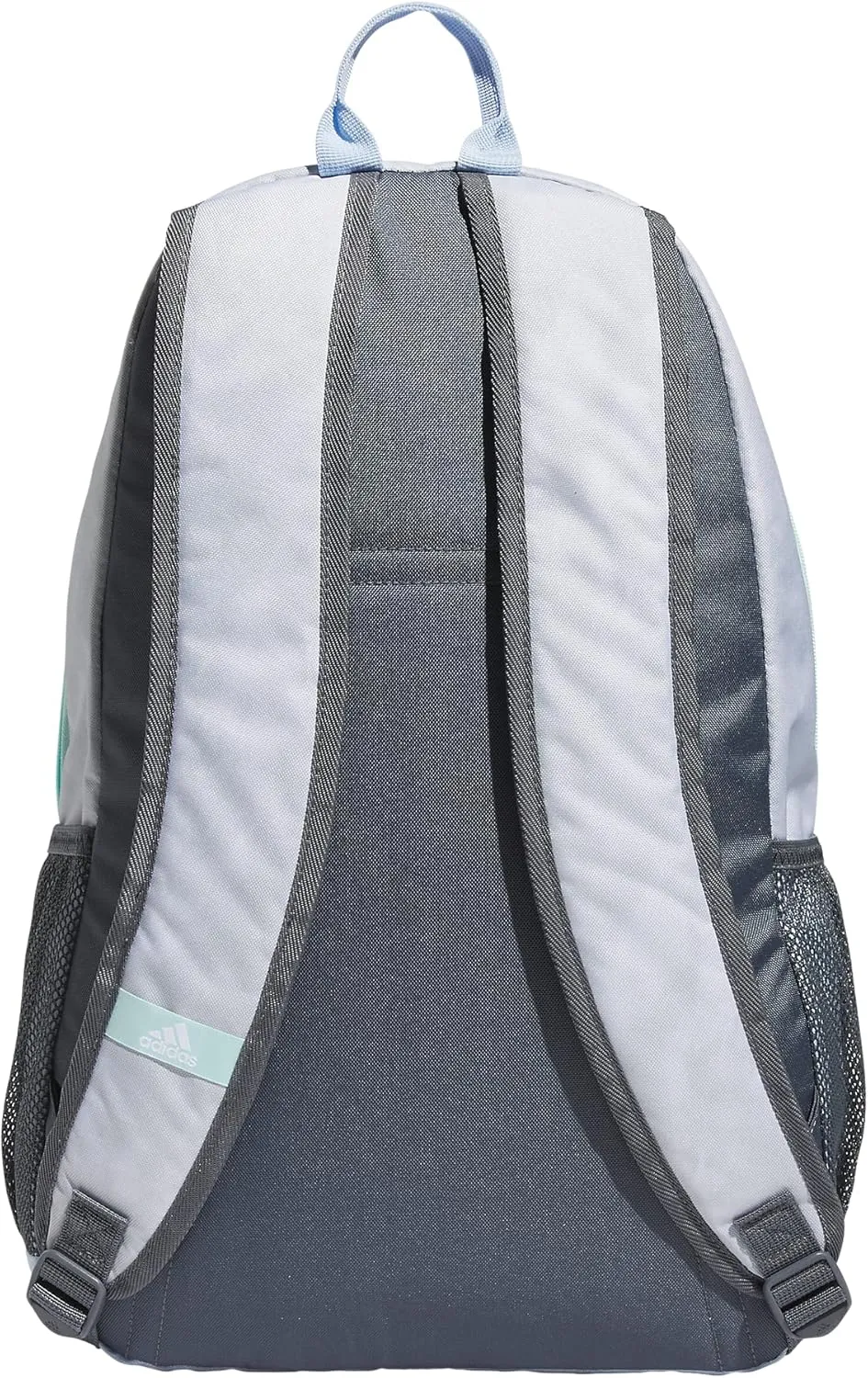 adidas Unisex Foundation Backpack for Laptop, Book Sleeve, Large Durable Athletic Gym Bag, Stone Wash White/Blue Dawn/Semi Flash Aqua Blue, One Size