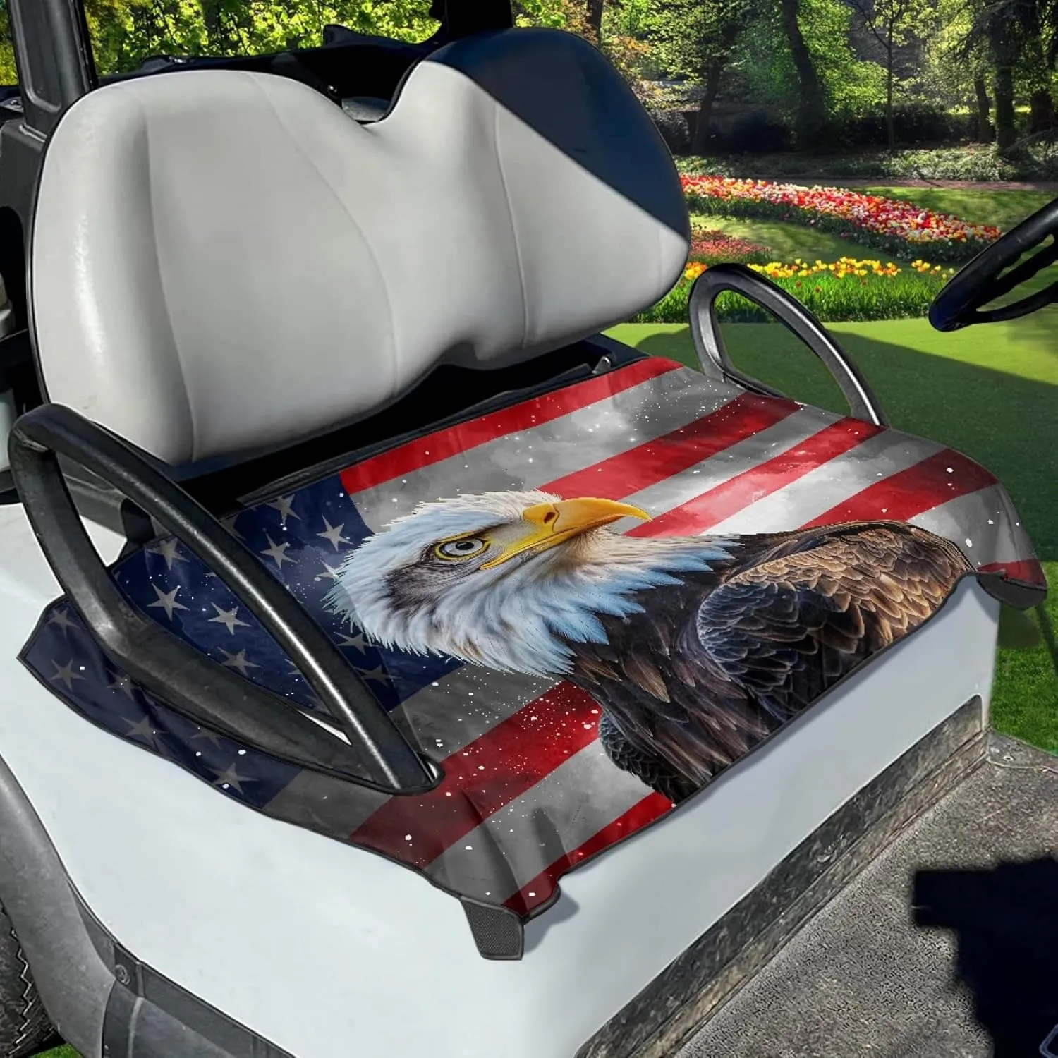 AFPANQZ American Flag Eagle Golf Cart Seat Cover Towel Durable Golf Cart Seat Protector Cushion Outdoor Golf Cart Club Car Seat Cover Blanket