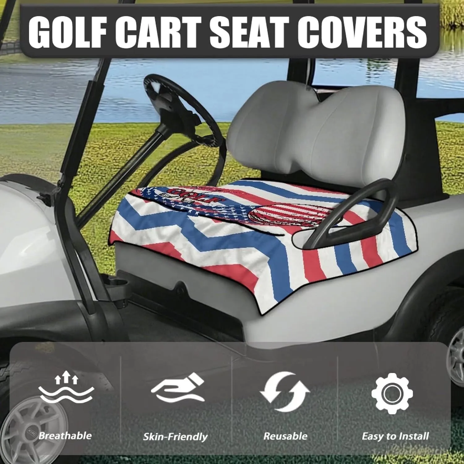AFPANQZ Golf Cart Seat Cover with Pockets Cozy Universal Fit Most Golf Car Golf Cart Seat Blanket/Cover/Towel