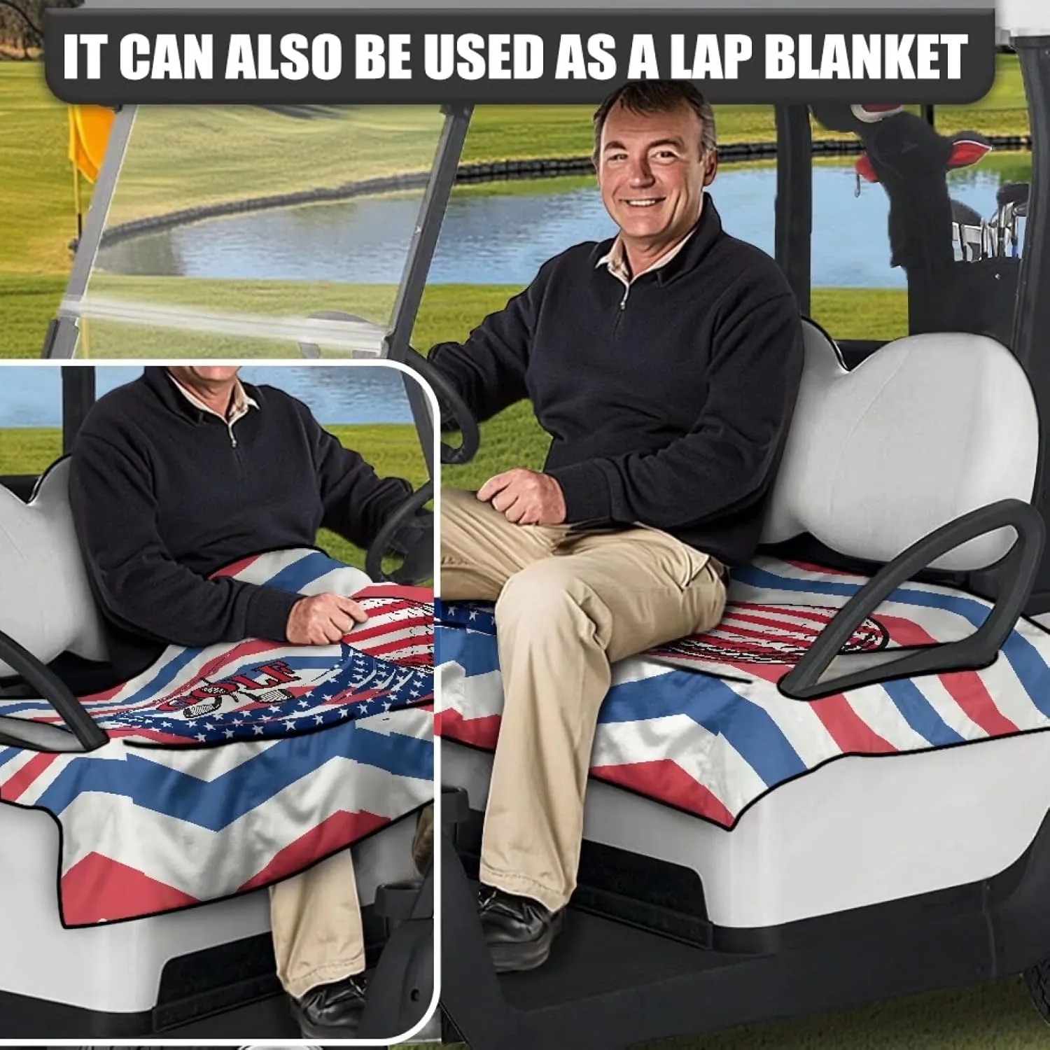 AFPANQZ Golf Cart Seat Cover with Pockets Cozy Universal Fit Most Golf Car Golf Cart Seat Blanket/Cover/Towel