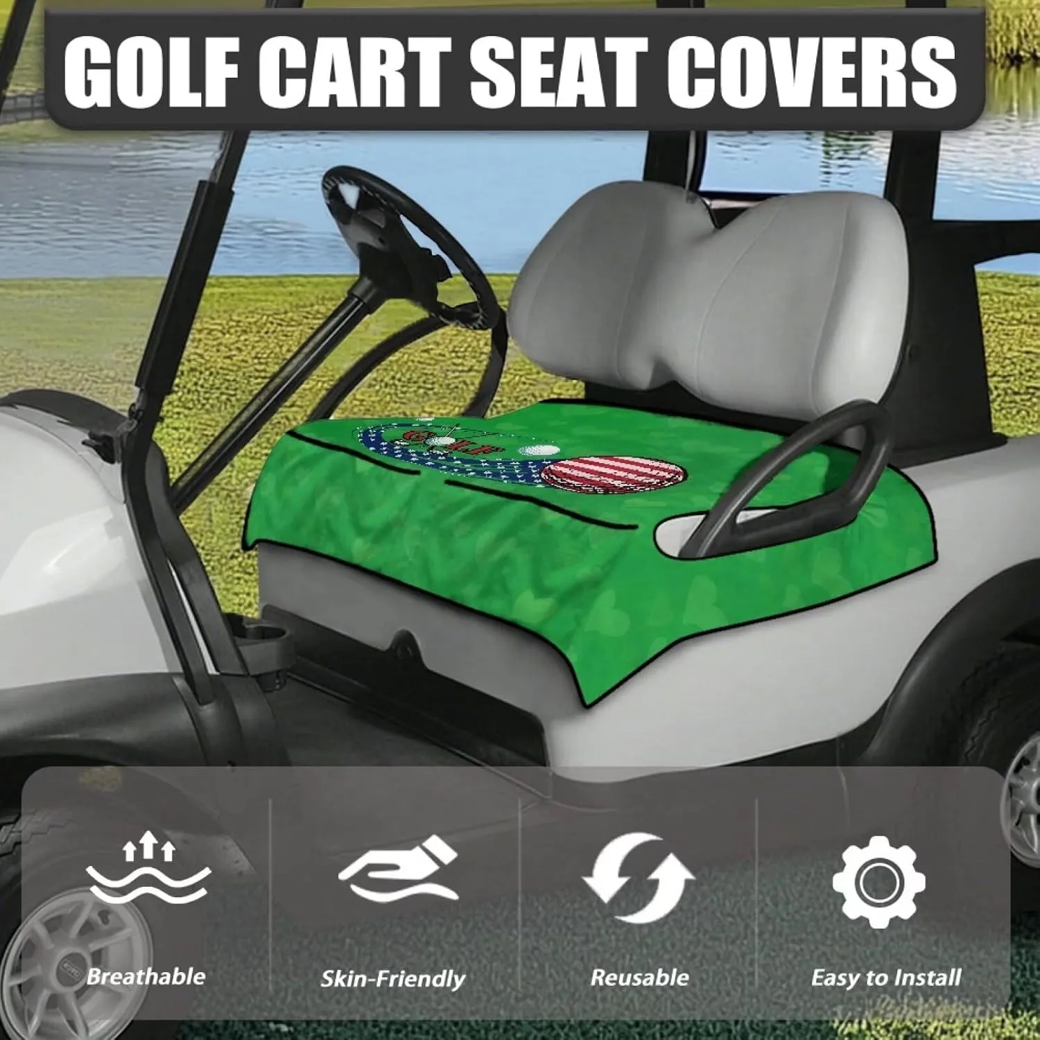 AFPANQZ Golf Cart Seat Cover with Pockets Cozy Universal Golf Cart Towels Fits Front and Back Seat of Club Cars