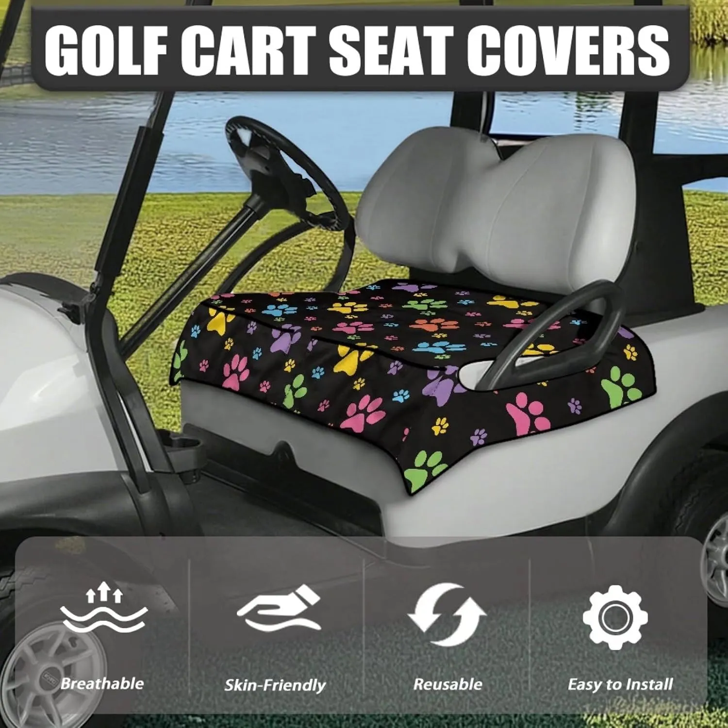 AFPANQZ Golf Cart Seat Cover with Pockets Cozy Universal Golf Cart Towels Fits Front and Back Seat of Club Cars