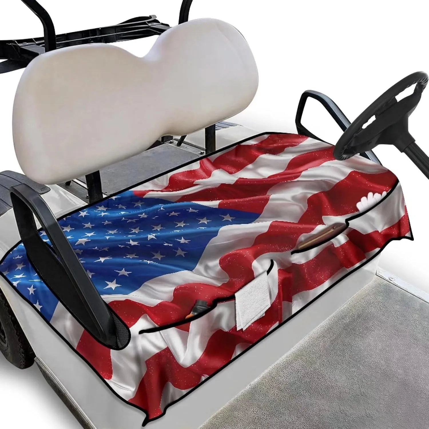AFPANQZ Golf Cart Seat Cover with Pockets Easy to Install Universal Cushion Cover for Club Car with Armrests