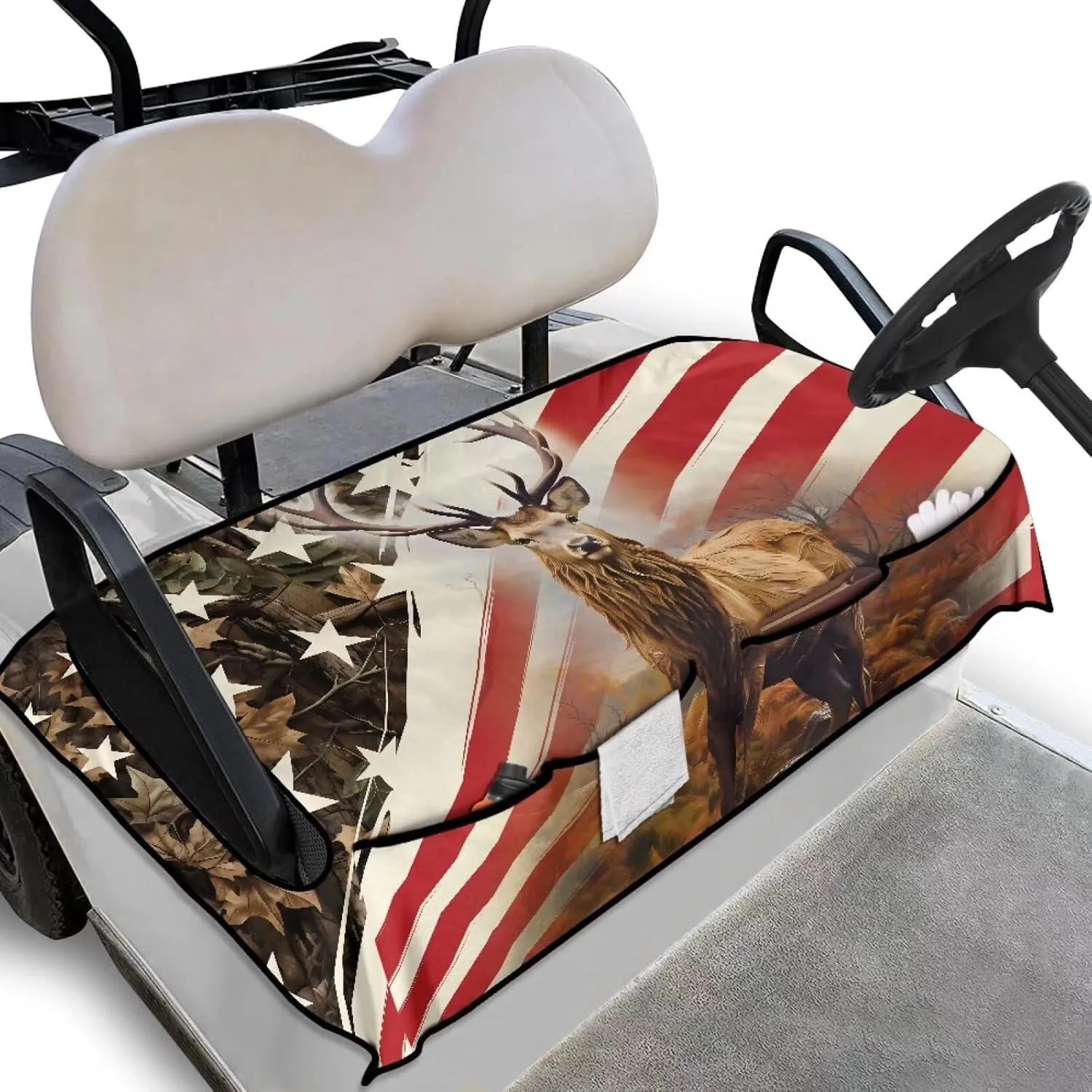 AFPANQZ Golf Cart Seat Cover with Pockets Easy to Install Universal Cushion Cover for Club Car with Armrests