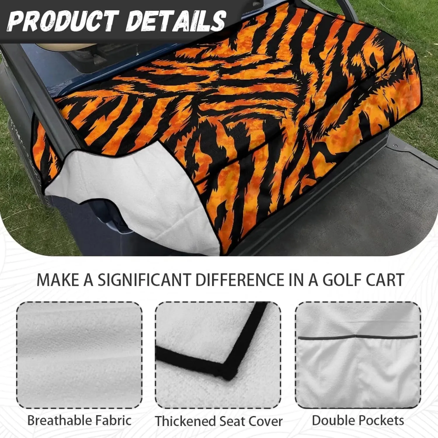 AFPANQZ Golf Cart Seat Cover with Pockets Universal Fit Easy to Install and Clean Lightweight Golf Cart Blanket