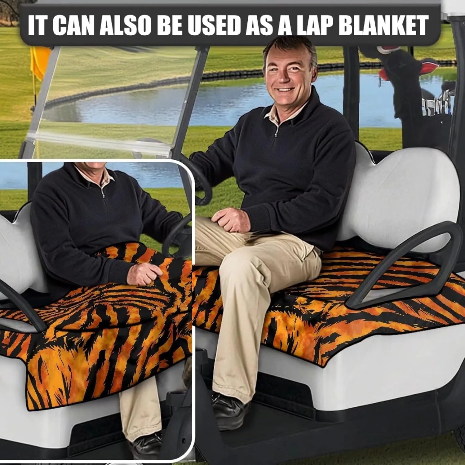 AFPANQZ Golf Cart Seat Cover with Pockets Universal Fit Easy to Install and Clean Lightweight Golf Cart Blanket