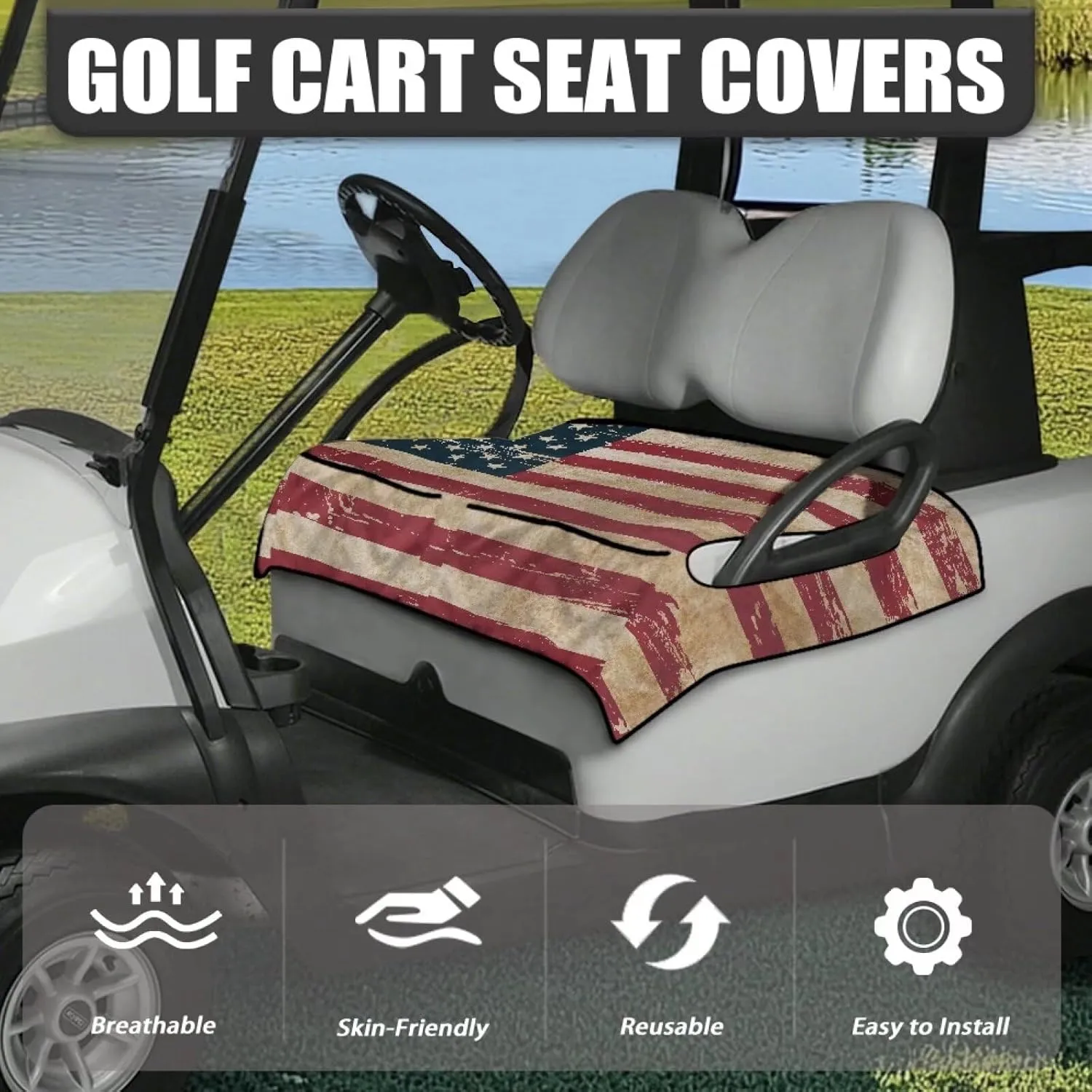 AFPANQZ Golf Cart Seat Cover with Pockets Universal Lightweight Microfiber Golf Cart Seat Blanket Washable Golf Cushion