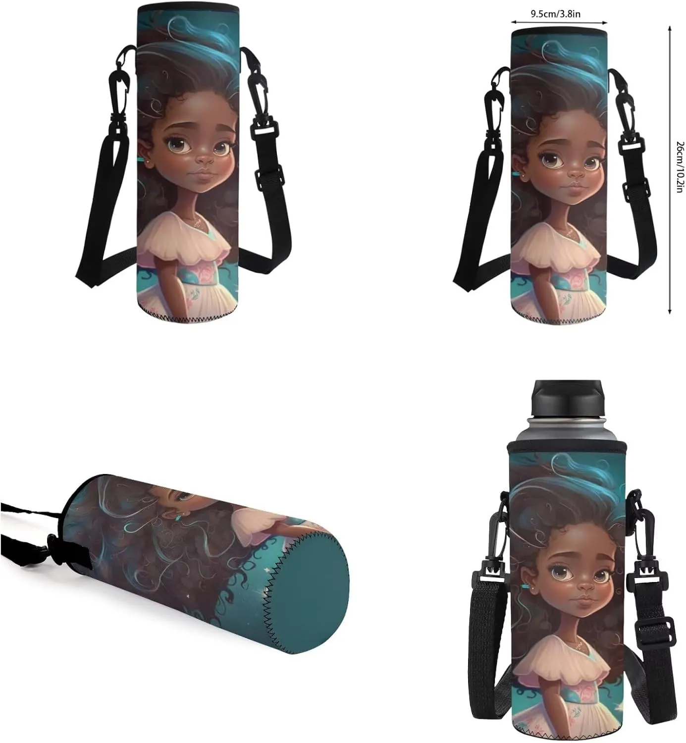 African Girl Girls Backpacks Ages 6-8 with Lunchbox Kids Backpack Set for Girls School Backpack for Kids Preschool Kindergarten Elementary School Bookbag with Water Bottle Holder 4 in 1 Set