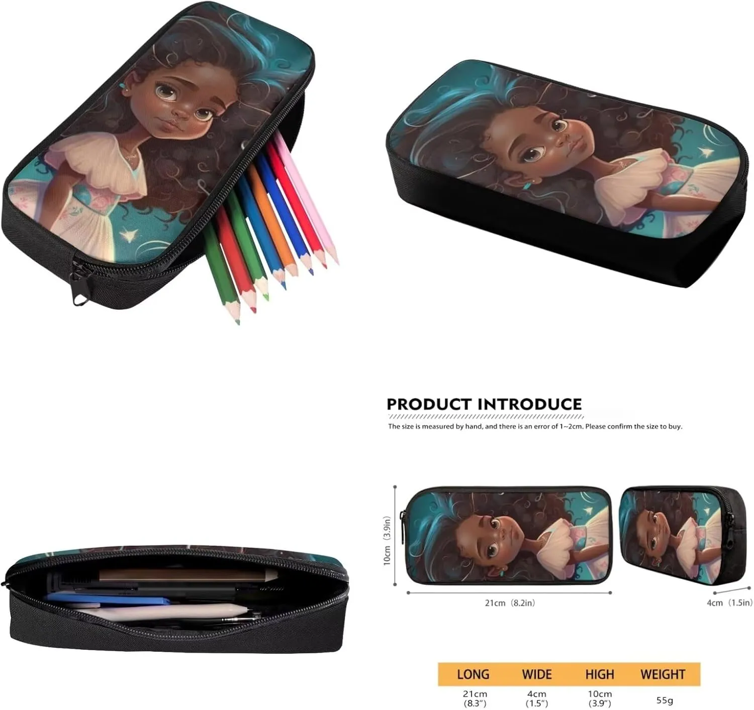 African Girl Girls Backpacks Ages 6-8 with Lunchbox Kids Backpack Set for Girls School Backpack for Kids Preschool Kindergarten Elementary School Bookbag with Water Bottle Holder 4 in 1 Set
