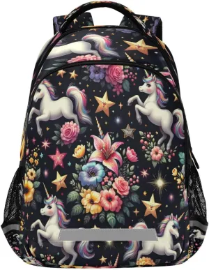 ALAZA Adorable Unicorns and Celebrity Flowers Backpacks Travel Laptop Daypack School Book Bag for Men Women Teens Kids
