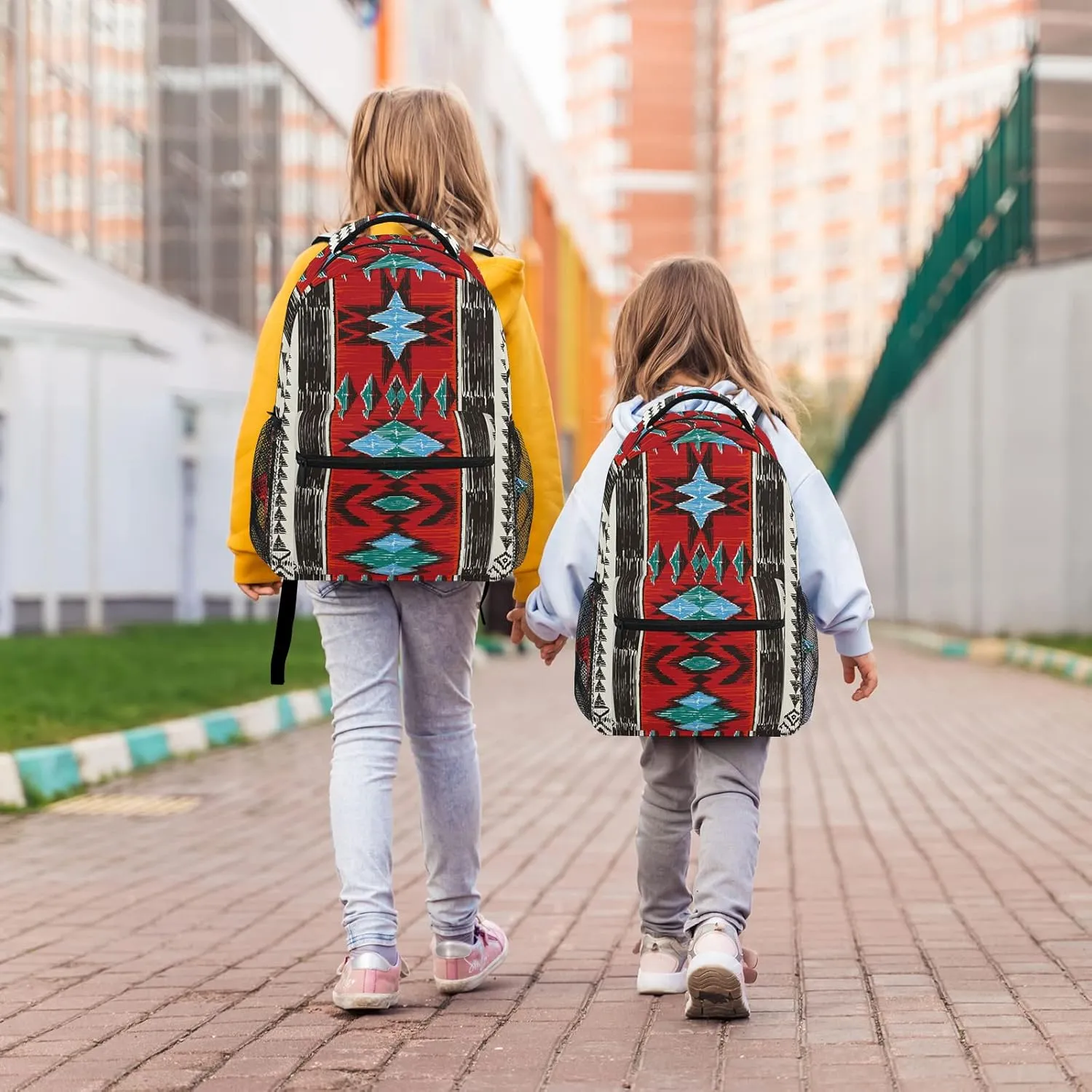 ALAZA Aztec Backpack for School Boys Western Backpacks Aztec Back Pack Geometry Personalized Kids Bookbag 3rd 4th Grade Elementary Daypacks Age 8-12 Travel Rucksack