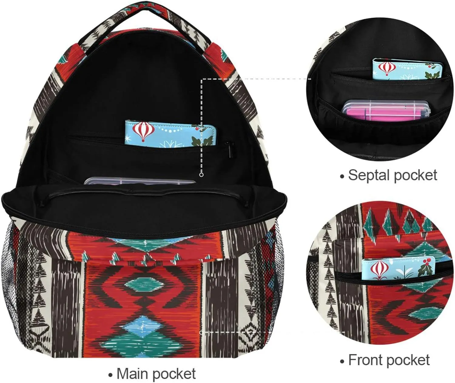 ALAZA Aztec Backpack for School Boys Western Backpacks Aztec Back Pack Geometry Personalized Kids Bookbag 3rd 4th Grade Elementary Daypacks Age 8-12 Travel Rucksack