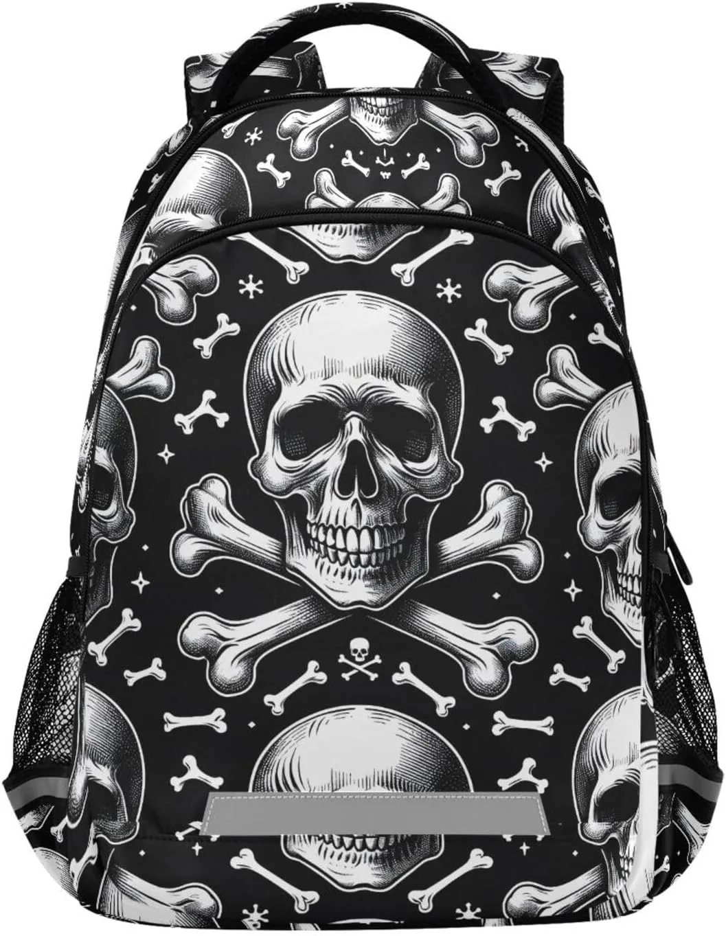 ALAZA Black and White Skulls Bones Backpack for Boys Girls Students Elementary School Bag Kids Bookbag Travel Daypack