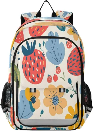 ALAZA Cartoon Flowers Strawberries School Backpacks Travel Laptop Bag Kids Bookbag for Girls Boys Teens Women Men73