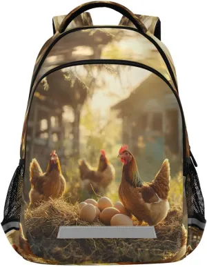 ALAZA Chicken Eggs House Hay Backpacks Travel Laptop Daypack School Book Bag for Men Women Teens Kids