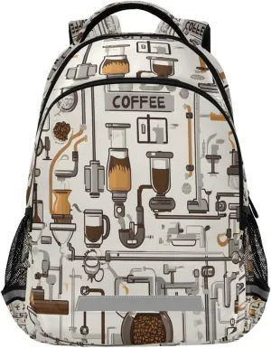 ALAZA Coffee Factory Pattern Backpacks Travel Laptop Daypack School Book Bag for Men Women Teens Kids