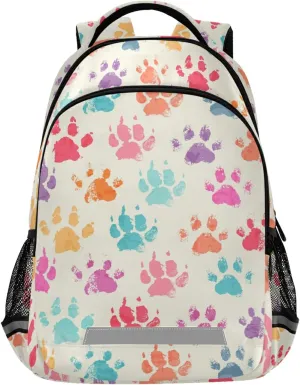 ALAZA Colorful Dog Paws Print Vinatge Backpacks Travel Laptop Daypack School Book Bag for Men Women Teens Kids