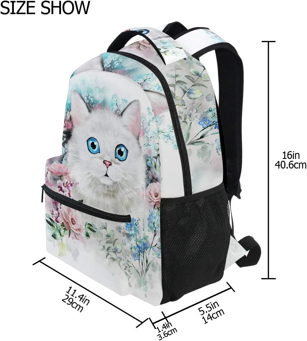 ALAZA Cute Cat Kitten Large Backpack Personalized Laptop iPad Tablet Travel School Bag with Multiple Pockets
