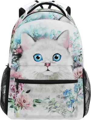ALAZA Cute Cat Kitten Large Backpack Personalized Laptop iPad Tablet Travel School Bag with Multiple Pockets