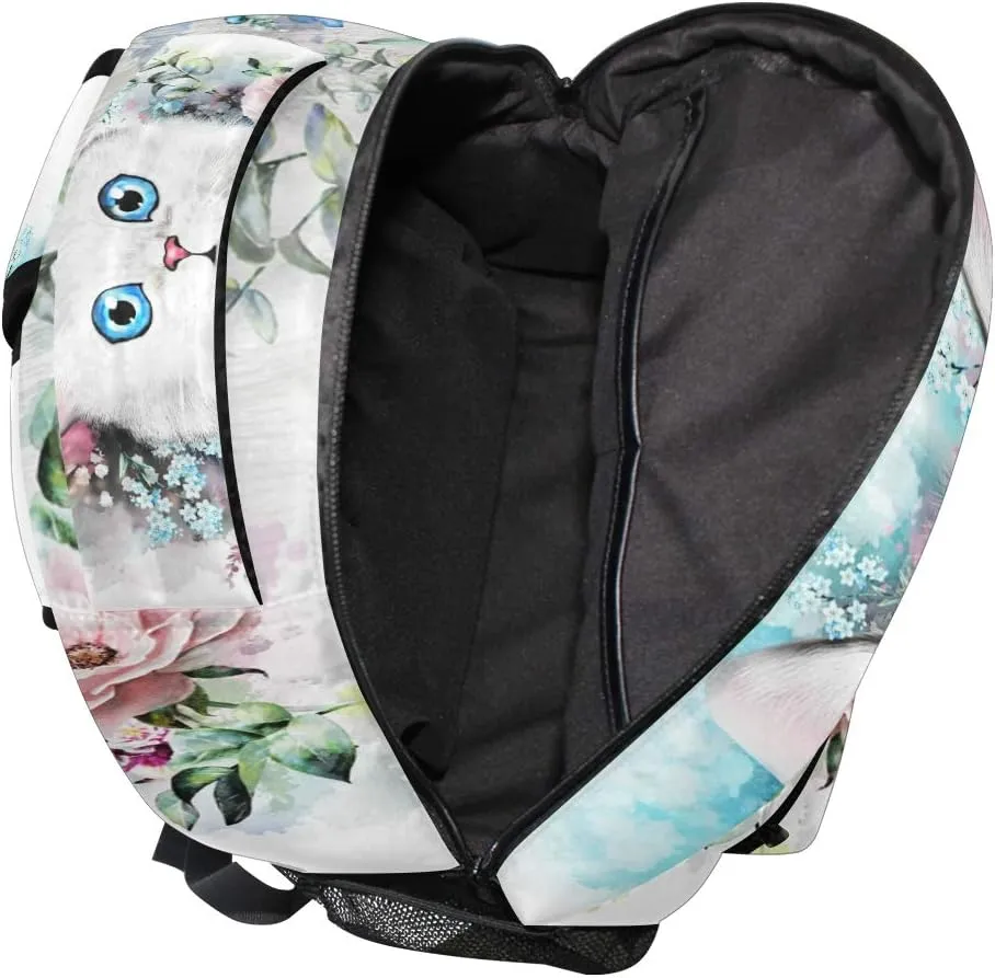 ALAZA Cute Cat Kitten Large Backpack Personalized Laptop iPad Tablet Travel School Bag with Multiple Pockets