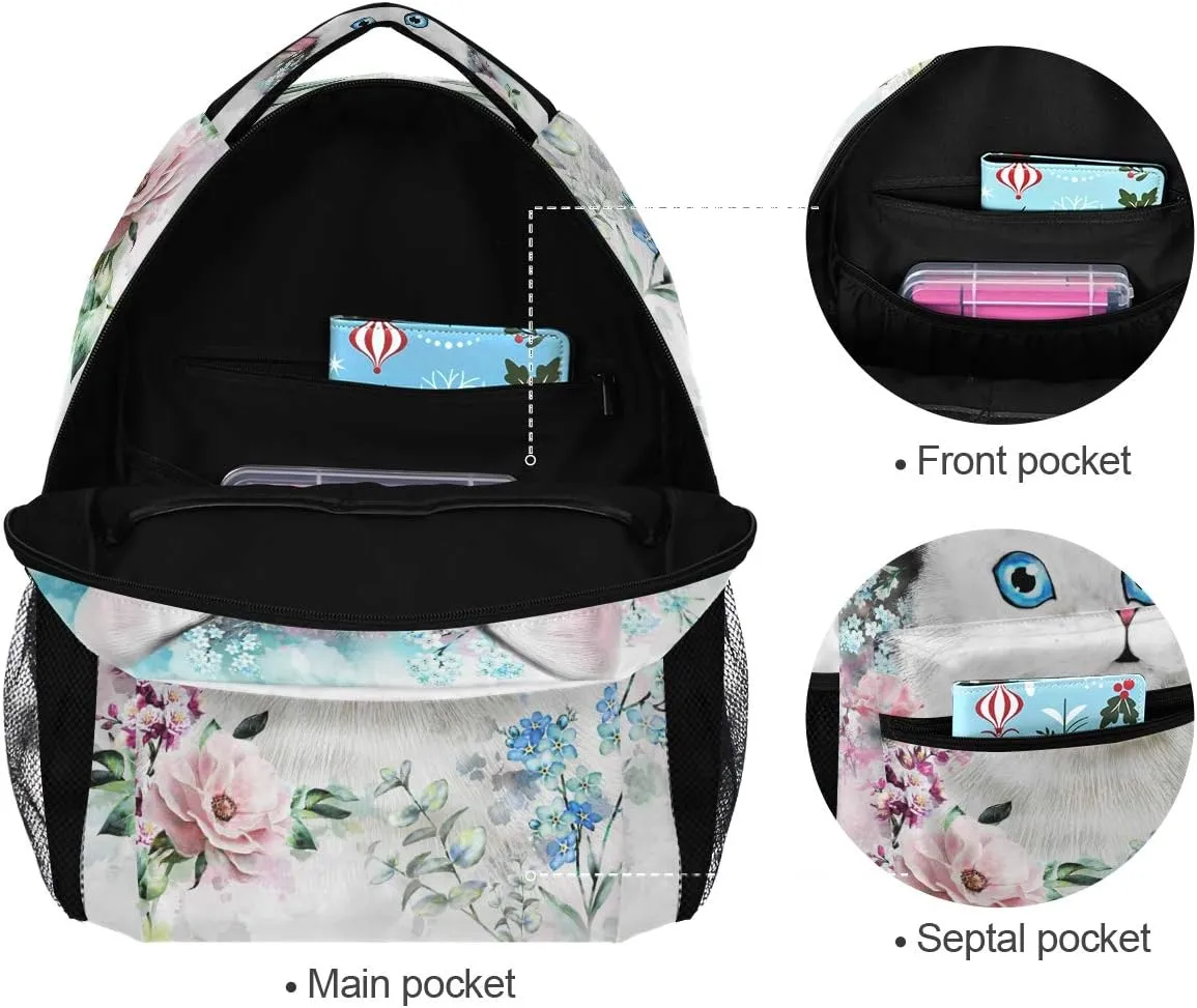 ALAZA Cute Cat Kitten Large Backpack Personalized Laptop iPad Tablet Travel School Bag with Multiple Pockets