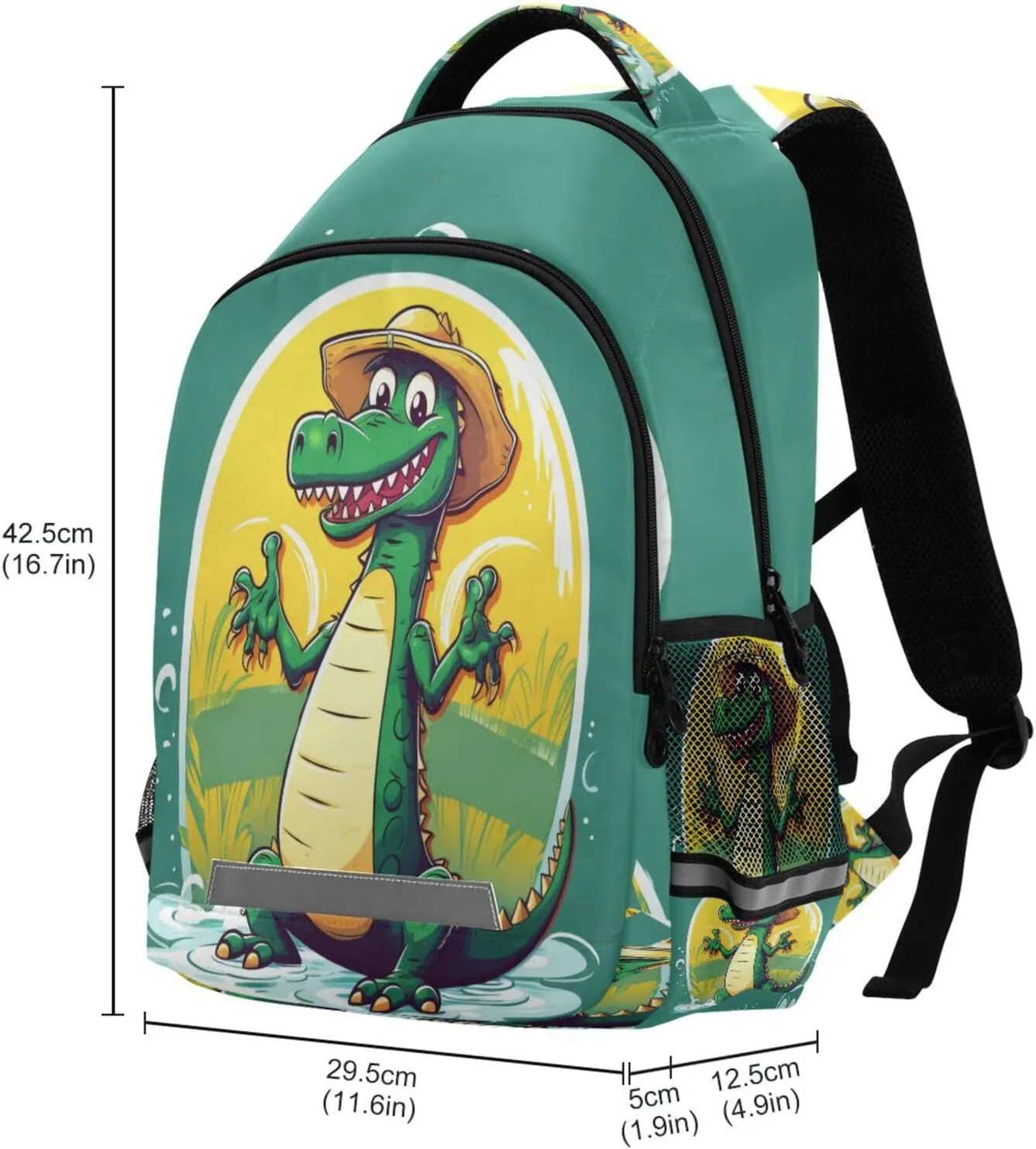 ALAZA Cute Green Crocodile Backpacks Travel Laptop Daypack School Book Bag for Men Women Teens Kids