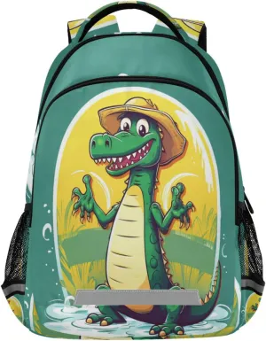 ALAZA Cute Green Crocodile Backpacks Travel Laptop Daypack School Book Bag for Men Women Teens Kids