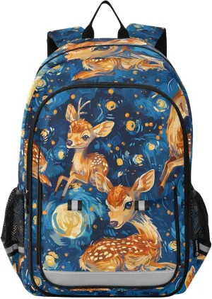 ALAZA Deer Style Starry Sky Laptop Backpack Purse for Women Men School Bag 17 Inch Bookbag Student Boys Girls Travel Casual Daypack