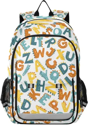 ALAZA Dino Alphabet Laptop Backpack Purse for Women Men School Bag 17 Inch Bookbag Student Boys Girls Travel Casual Daypack