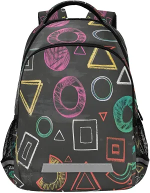 ALAZA Eometrically Hand Drawn Garbage Colored Chalk Patterns with Black Blackboard Backpacks Travel Laptop Daypack School Book Bag for Men Women Teens Kids