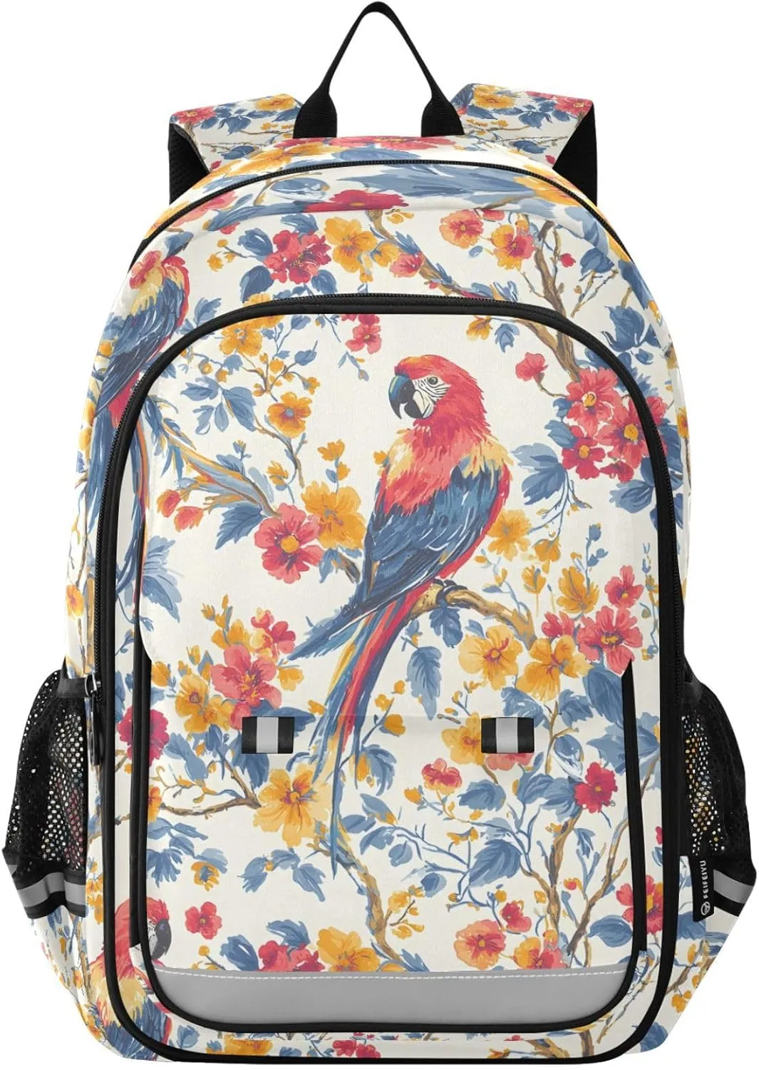 ALAZA Floral Parrot Bird Laptop Backpack Purse for Women Men School Bag 17 Inch Bookbag Student Boys Girls Travel Casual Daypack