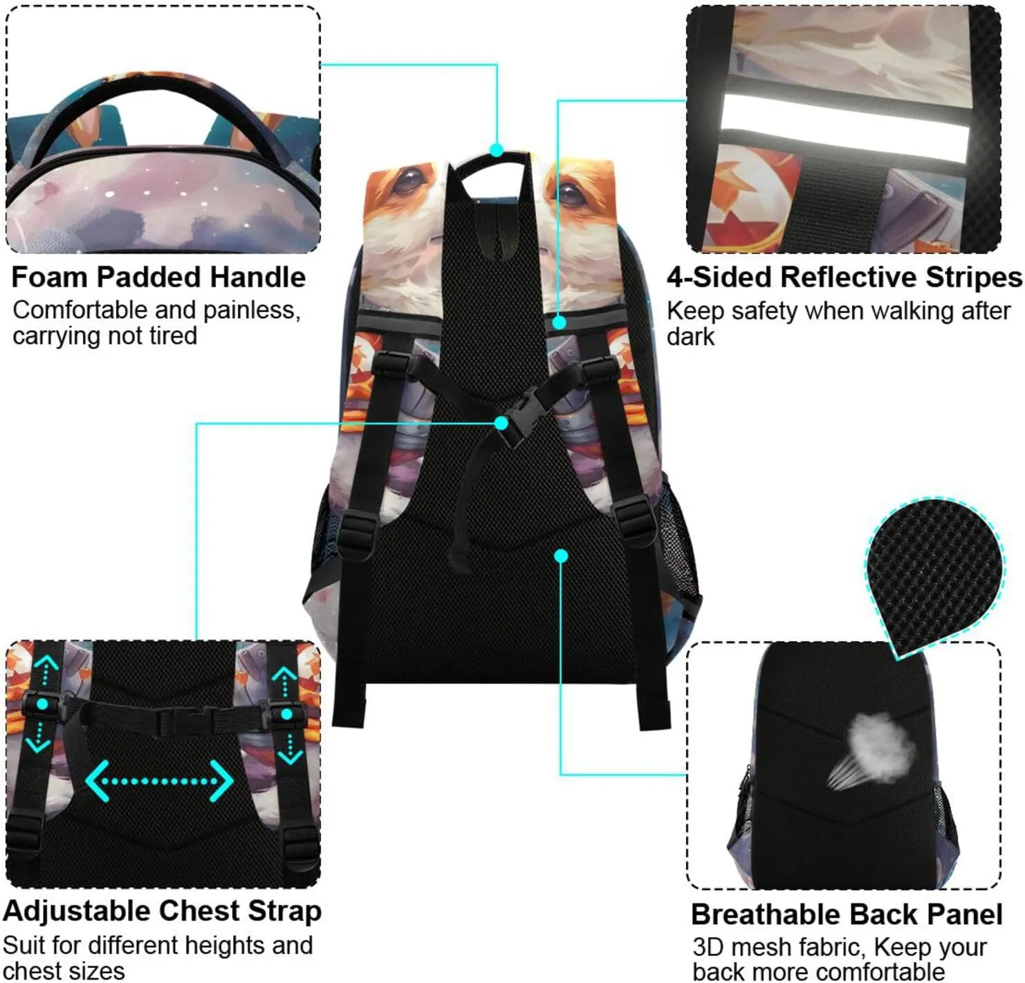 ALAZA Funny Cute Space Corgi Dog Backpacks Travel Laptop Daypack School Book Bag for Men Women Teens Kids