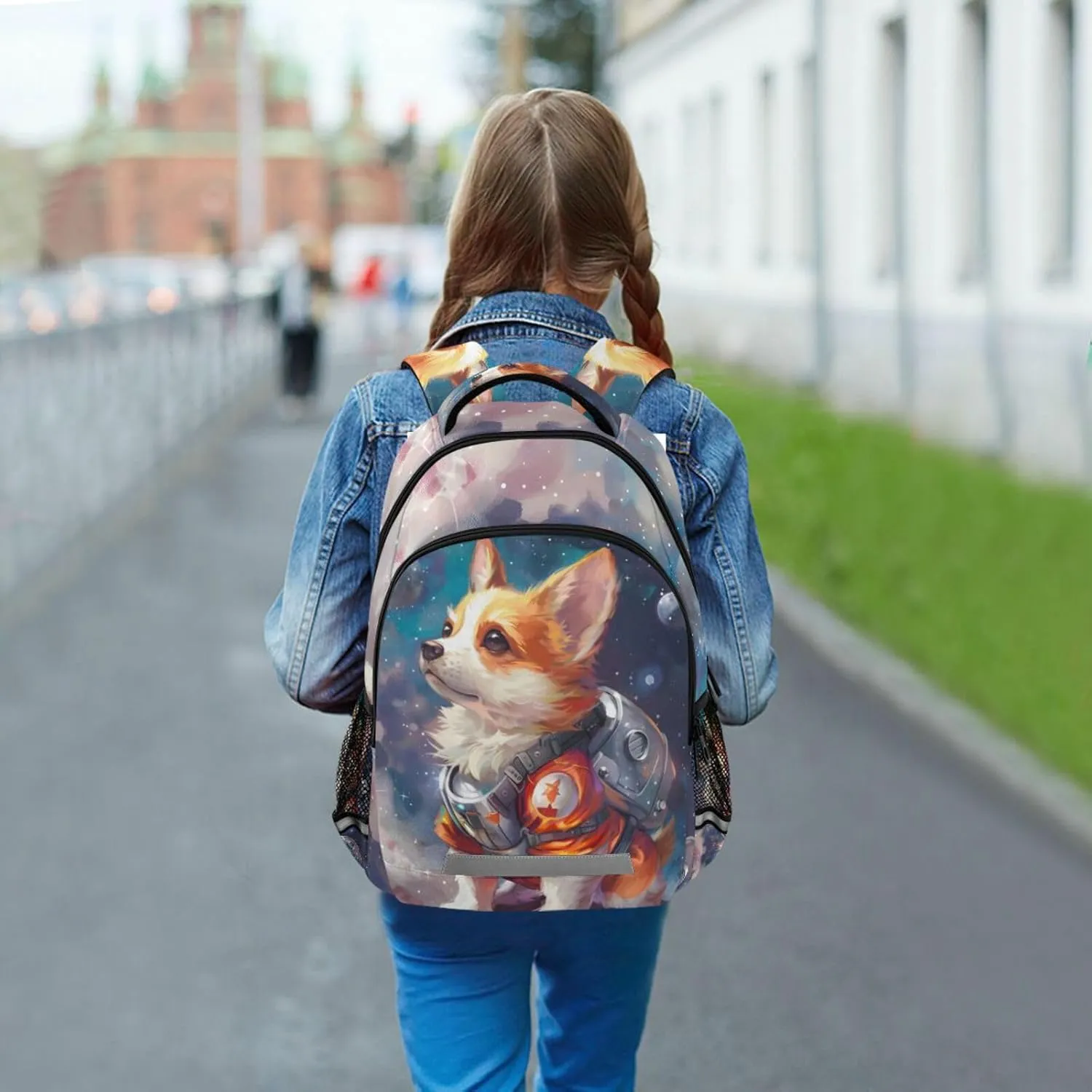ALAZA Funny Cute Space Corgi Dog Backpacks Travel Laptop Daypack School Book Bag for Men Women Teens Kids