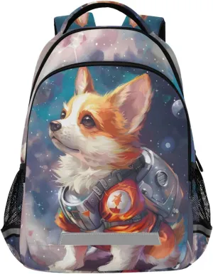 ALAZA Funny Cute Space Corgi Dog Backpacks Travel Laptop Daypack School Book Bag for Men Women Teens Kids