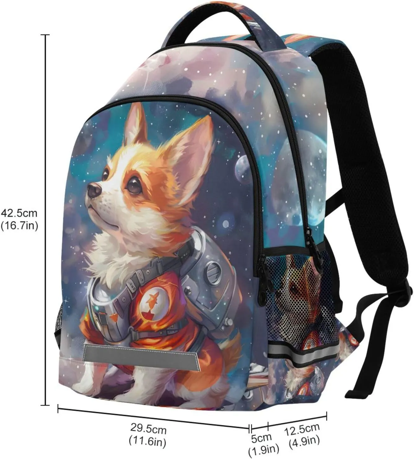 ALAZA Funny Cute Space Corgi Dog Backpacks Travel Laptop Daypack School Book Bag for Men Women Teens Kids