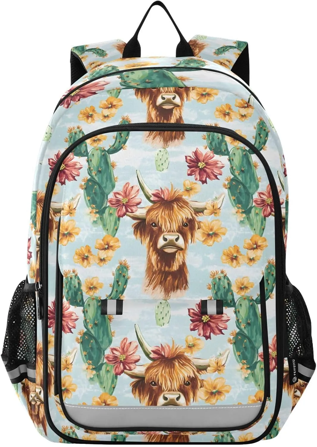 ALAZA Highland Cattle Cactus Pattern Laptop Backpack Purse for Women Men School Bag 17 Inch Bookbag Student Boys Girls Travel Casual Daypack