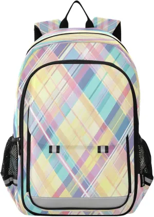 ALAZA Light Plaid Romantic Style School Backpacks Travel Laptop Bag Kids Bookbag for Girls Boys Teens Women Men