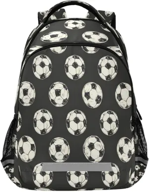ALAZA Monochrome Soccer Pattern Backpacks Travel Laptop Daypack School Book Bag for Men Women Teens Kids