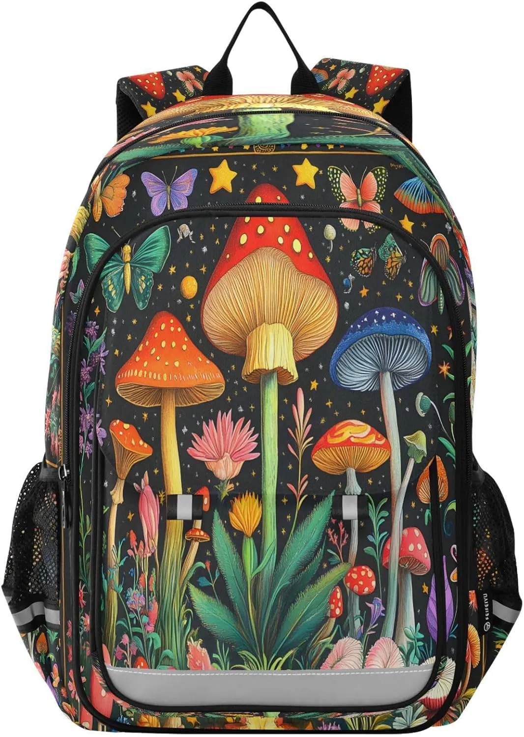 ALAZA Mushroom Butterfly Forest School Backpacks Travel Laptop Bag Kids Bookbag for Girls Boys Teens Women Men