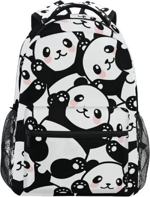 ALAZA Panda Backpack for Girls Elementary School Bag Kids Bookbag Personalized Travel Daypack 3rd 4th 5th Grade Rucksack Laptop Back Pack