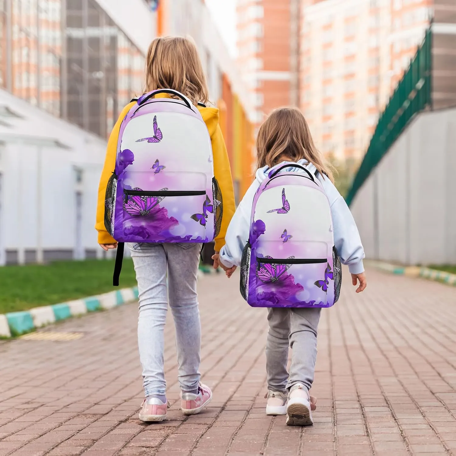 ALAZA Purple Butterfly Backpack Butterflies Elementary School Bag Kids Bookbag Personalized Travel Daypack 3rd 4th 5th Grade Rucksack Laptop Back Pack