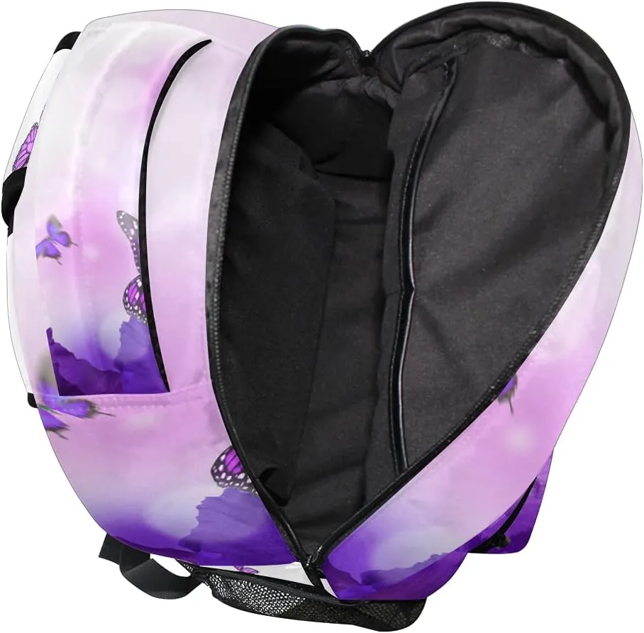 ALAZA Purple Butterfly Backpack Butterflies Elementary School Bag Kids Bookbag Personalized Travel Daypack 3rd 4th 5th Grade Rucksack Laptop Back Pack