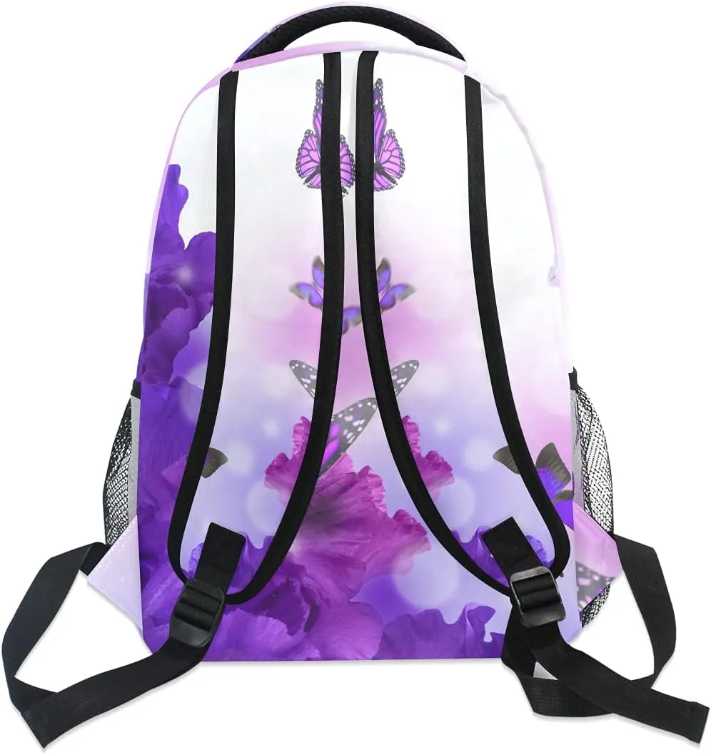 ALAZA Purple Butterfly Backpack Butterflies Elementary School Bag Kids Bookbag Personalized Travel Daypack 3rd 4th 5th Grade Rucksack Laptop Back Pack