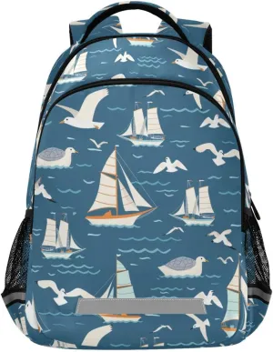 ALAZA Sailboat and Birds Doodle Backpack for Boys Girls Students Elementary School Bag Kids Bookbag Travel Daypack
