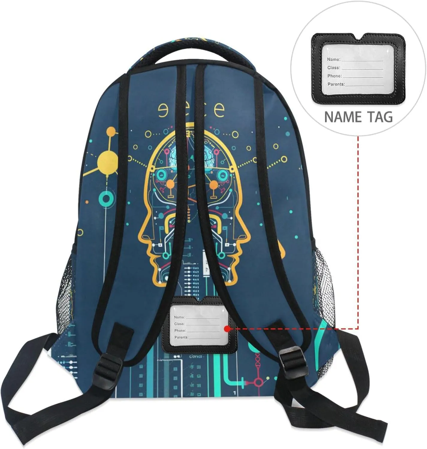 ALAZA Science Brain Backpack Purse with Multiple Pockets Name Card Personalized Travel Laptop Book Bag, Size M/16.9 inch